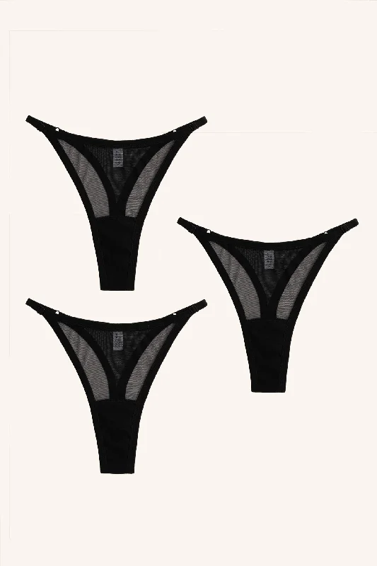 3x Kyla adjustable thong- mesh