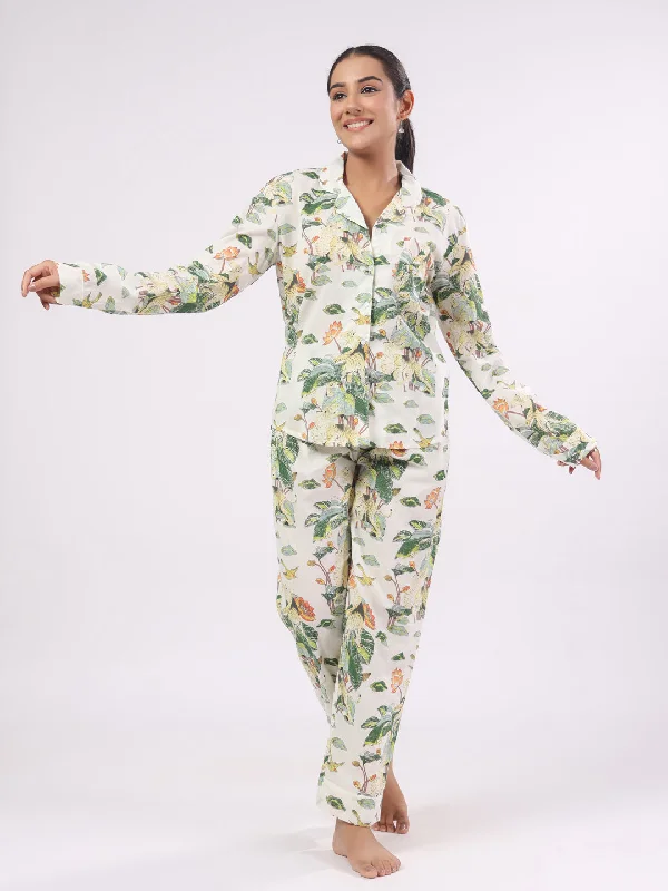 Cotton Flower Printed Night Suit Set for Women